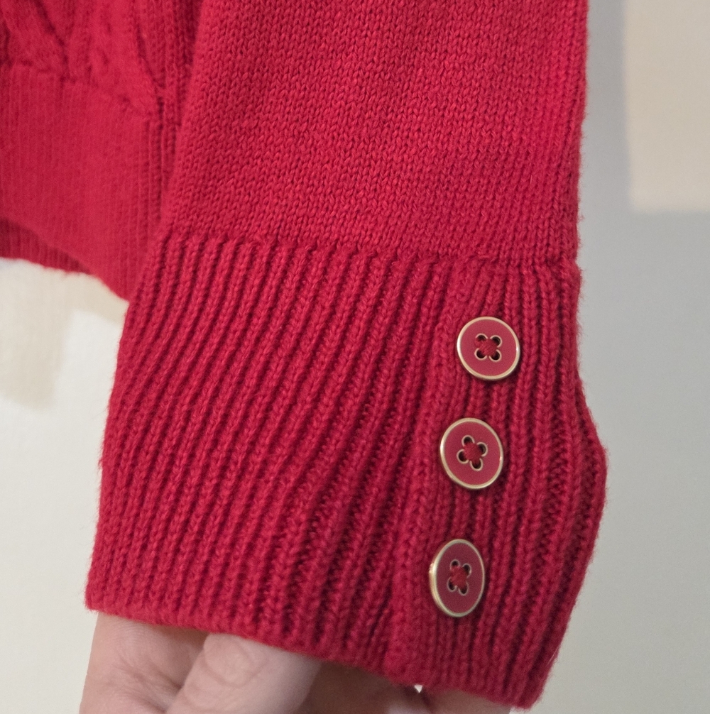 Women's Talbots Red Cable Knit Crewneck Sweater, Size S - Picture 15 of 15